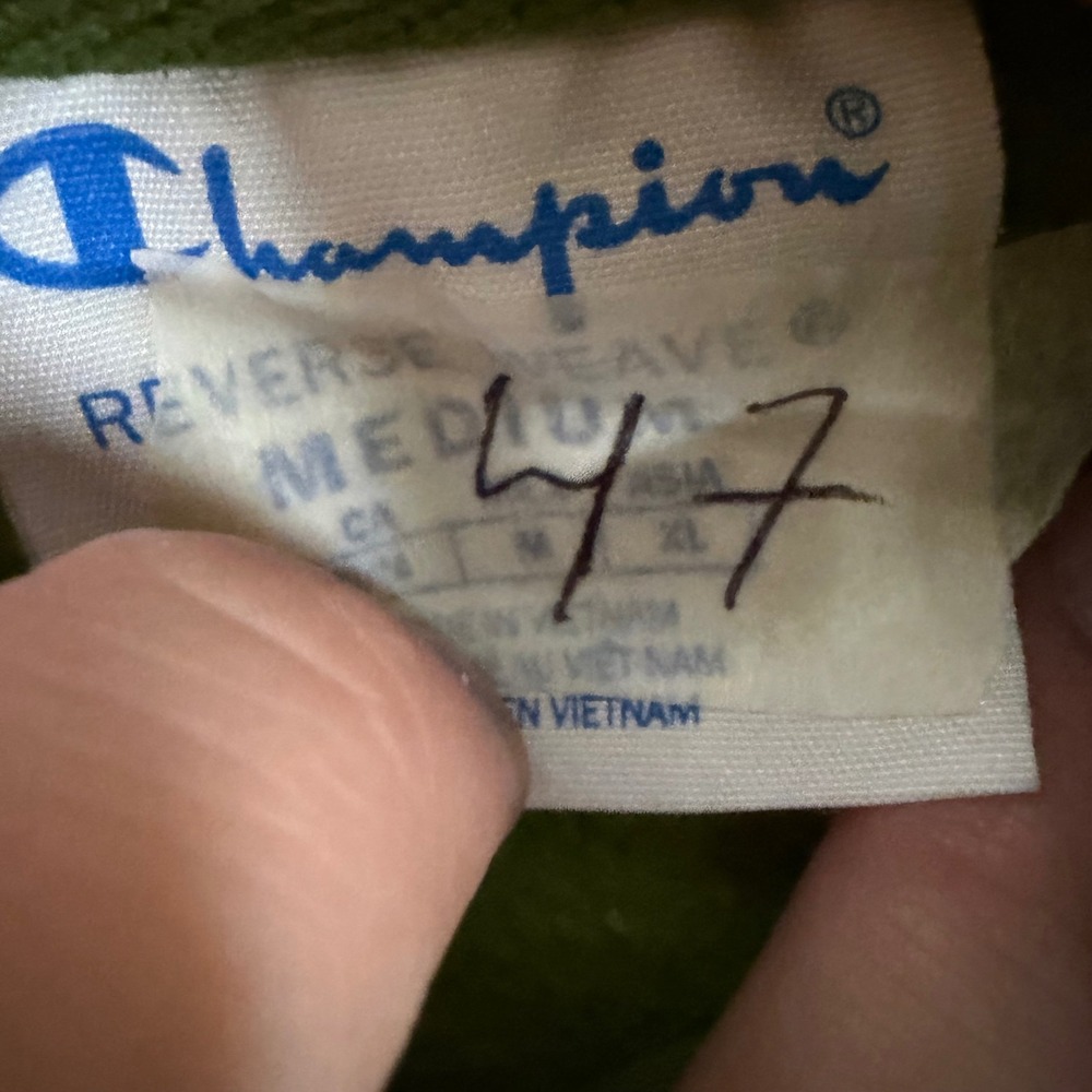 Champion Reverse Weave Hoodie Lime Green Mens Medium Pullover Sweatshirt - Picture 3 of 4